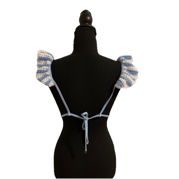 Chelsea And Violet Size XL Swim Top Crochet Blue White Lined Padded NWT - Picture 2 of 6